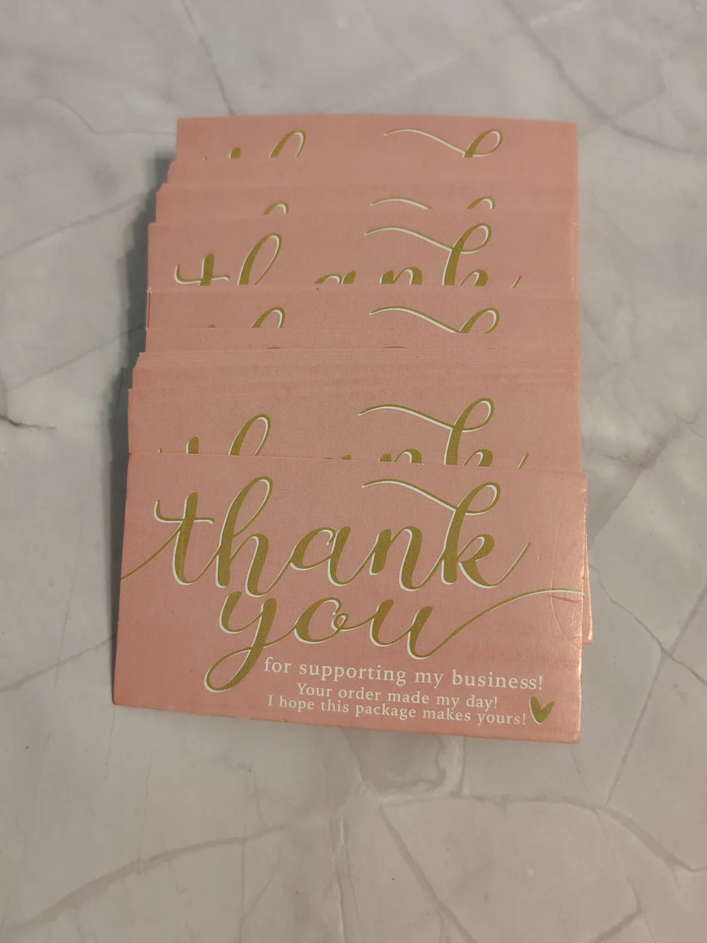 50 Pink & Gold Thank You Cards and Stickers- For Small Businesses